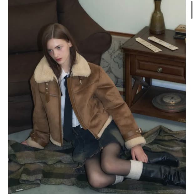 레더리 오블리크 스웨이드 무스탕 자켓 [BROWN] 판매