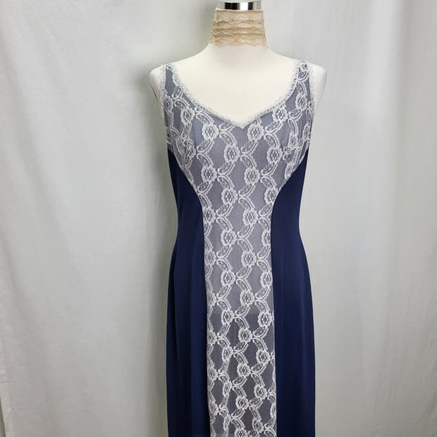 빈티지 딥 네이비 롱 슬립 원피스