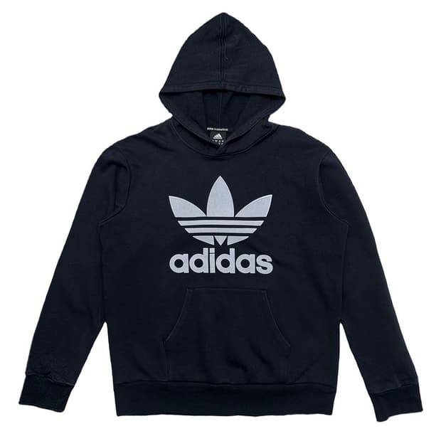 아디다스 블랙 화이트 빅 트레포일 스웻후드 XL