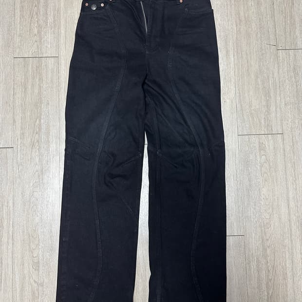 앤더슨벨 스커트 랩 데님 팬츠 블랙