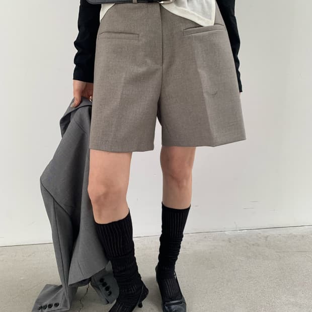 브리드 버뮤다팬츠 베이지/블랙