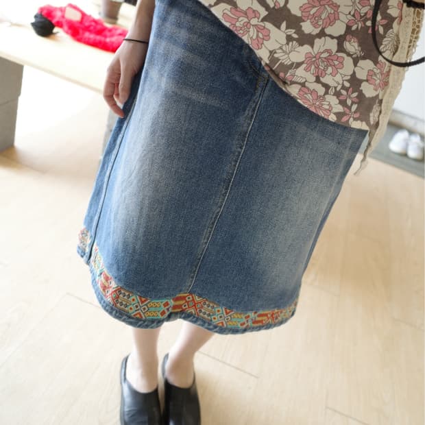 ethnic denim skirt  