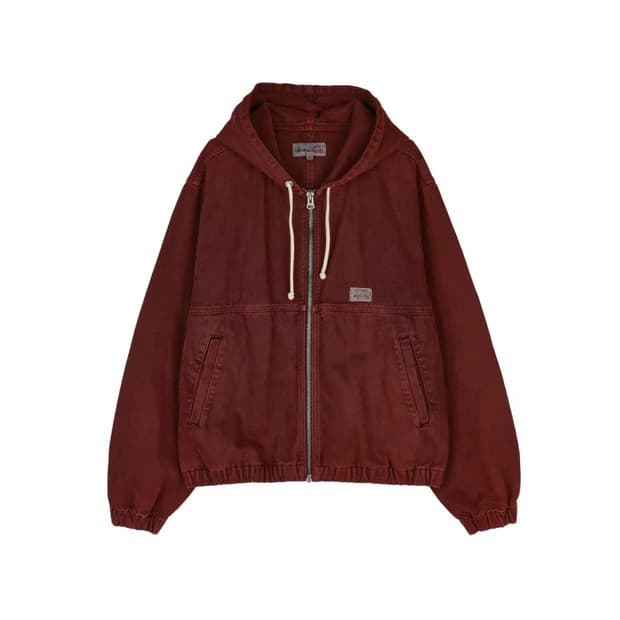 스투시 캔버스 워크 후드 자켓 와인