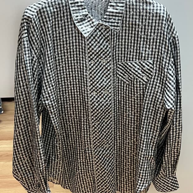 인견 메탈사 별 패턴 블라우스