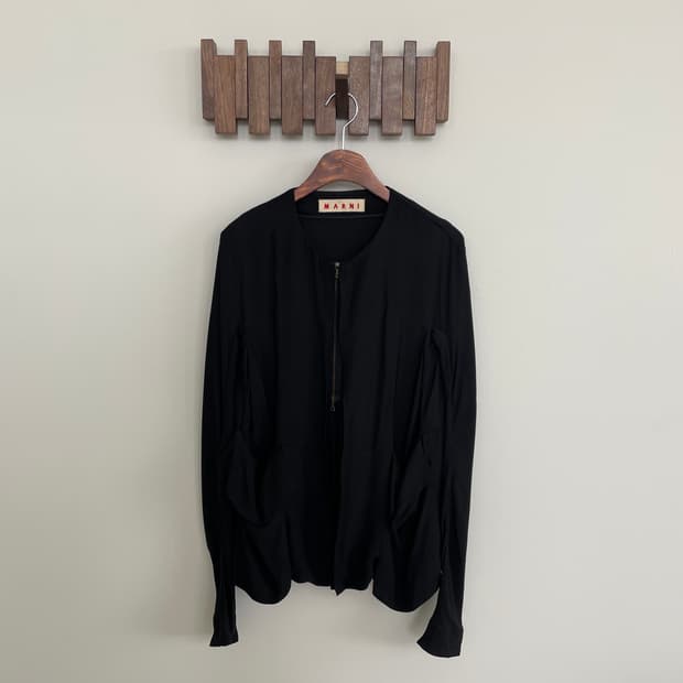 마르니 블랙 논카라 집업 가디건
