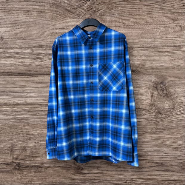[L] COS 릴렉스드 체크 울 블랜드 셔츠 블루