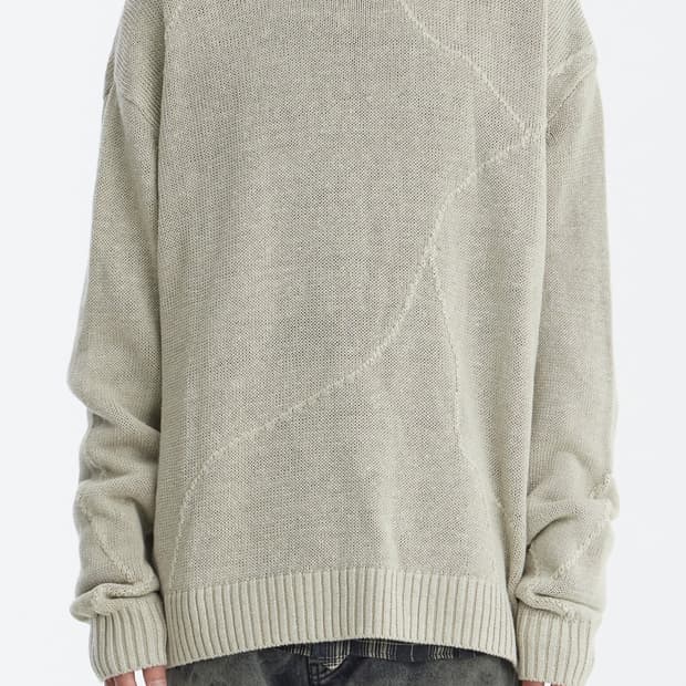 Cracked Sweater - Green Grey L