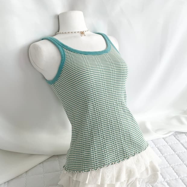 Mint ! ♥ 스트라이프 골지 슬림핏 나시