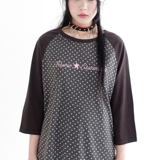 (교환가능) 샵페어리 dot raglan sleeve top 차콜