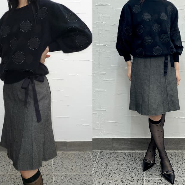 dot black point knit
