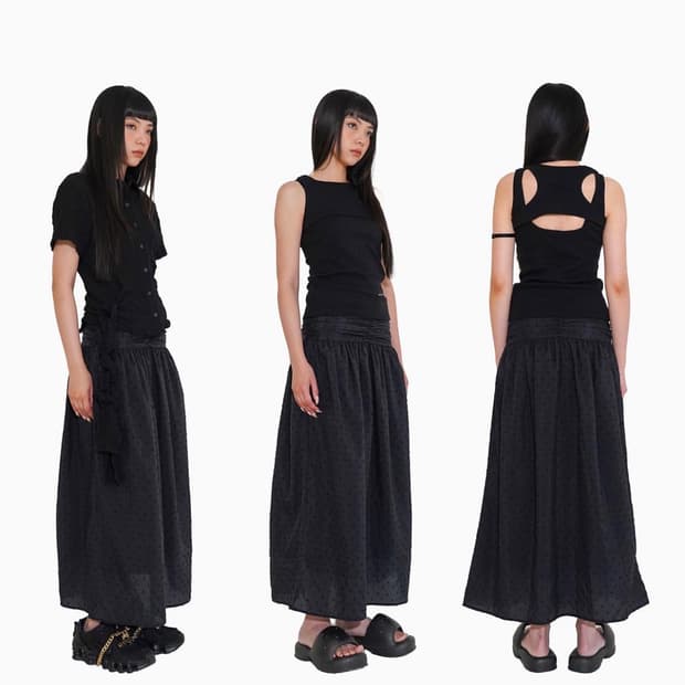 wsc archive center drape maxi skirt