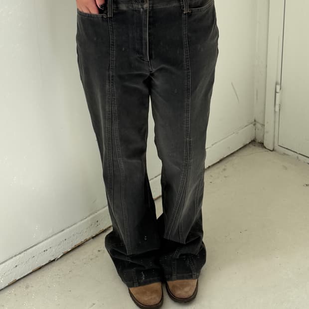일본빈티지 흑청 디테일 부츠컷 데님팬츠