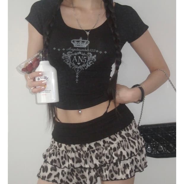 엔젤넘버555 엔넘파 슬림 티셔츠 블랙