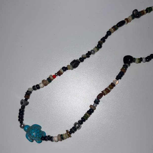 빈티지 비즈 파란 거북이 / blue turtle necklace