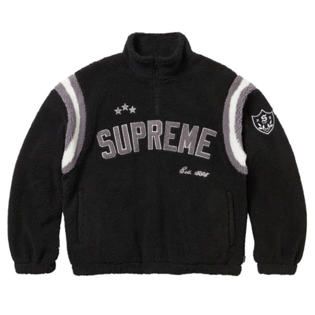 당일배송) 정품 M,L 슈프림 아크 하프 집 플리스 풀오버 블랙 - 23