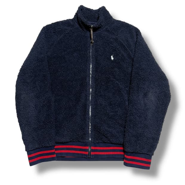 Polo Ralph Lauren 네이비 레드 스트라이프 셰르파 플리스