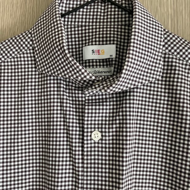 SIEG 브라운 깅엄체크 모리걸 너디 셔츠