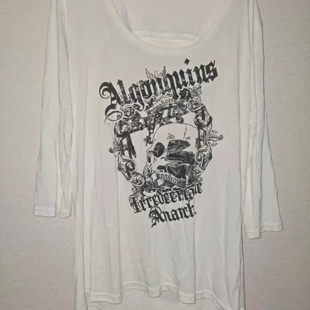 펑크 Algonquins 알곤퀸즈 스컬 프린팅 티셔츠