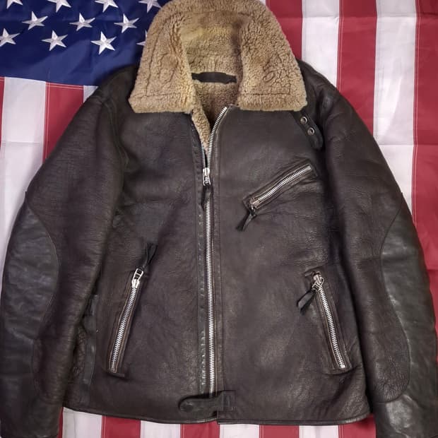 90's 일본판 리얼레더 무스탕 라이더자켓