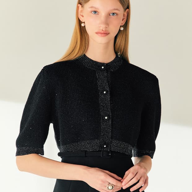 브라이드앤유 LILLIAN Spangle round neck croppe