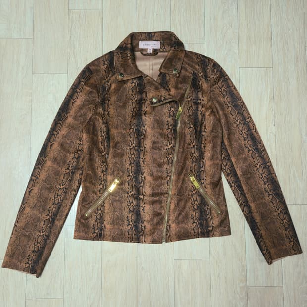 XS) Philosophy Faux Leather 파이톤 자켓