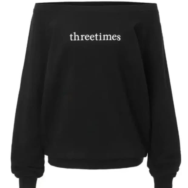 쓰리타임즈 로고오프탑 블랙 s