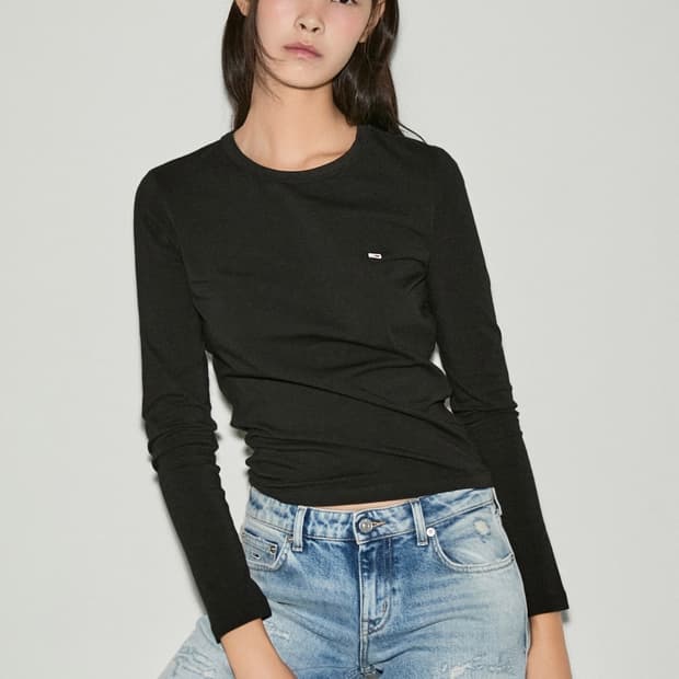 타미진스 슬림 저지 롱슬리브 티셔츠 블랙