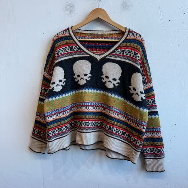 toco toco JPN 울 에스닉 스컬 니트 