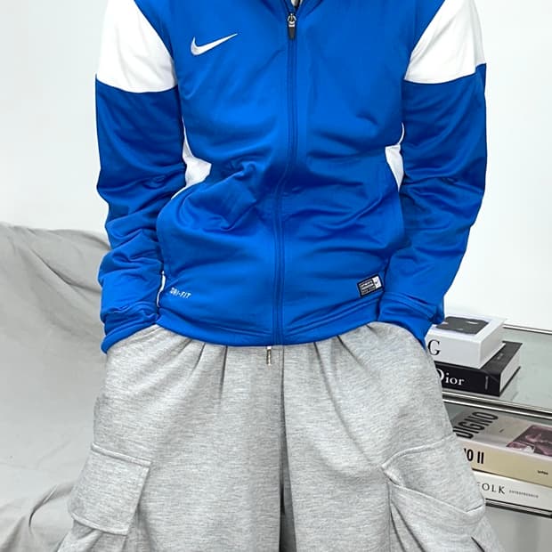 나이키 블루 화이트 트랙탑 져지 S