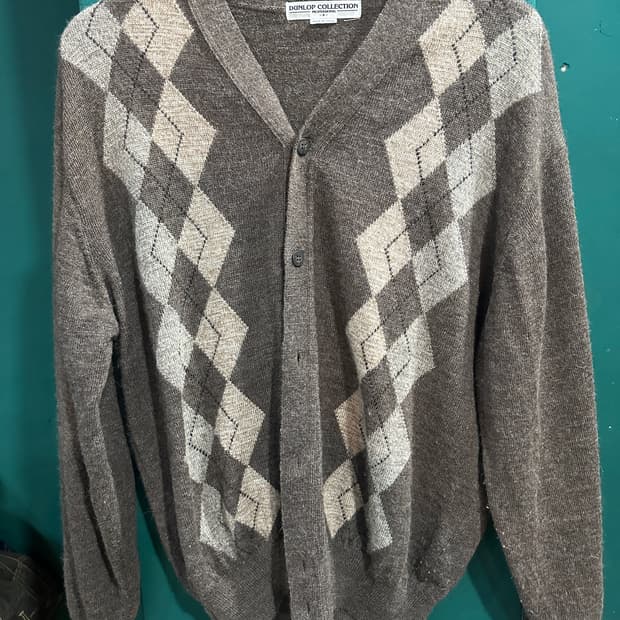 던롭 아가일니트 가디건