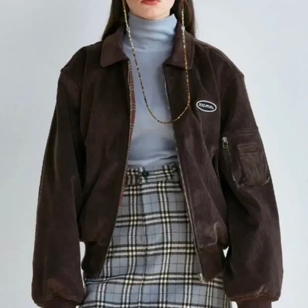 스컬프터 모직 미니 체크 스커트