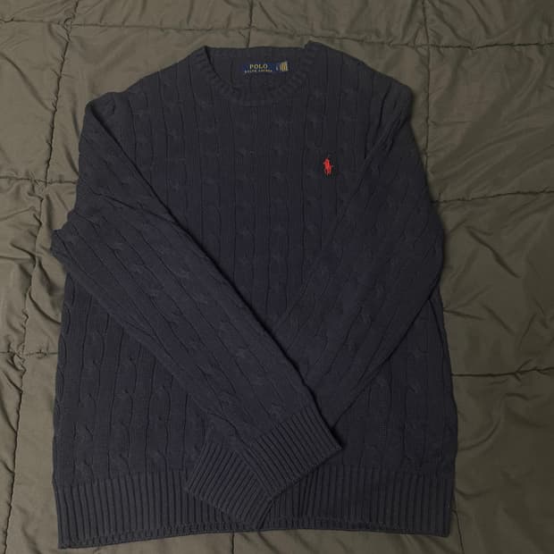 ( 1회 착용 L ) 폴로 랄프로렌 네이비 케이블 니트 꽈배기니트
