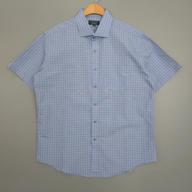 카운테스마라 Countess Mara 체크 반팔 셔츠 블루 110