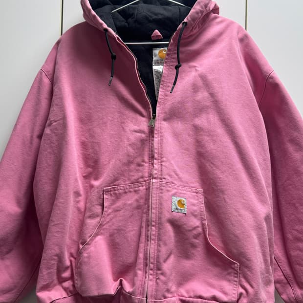 칼하트 베이비핑크 후드워크자켓