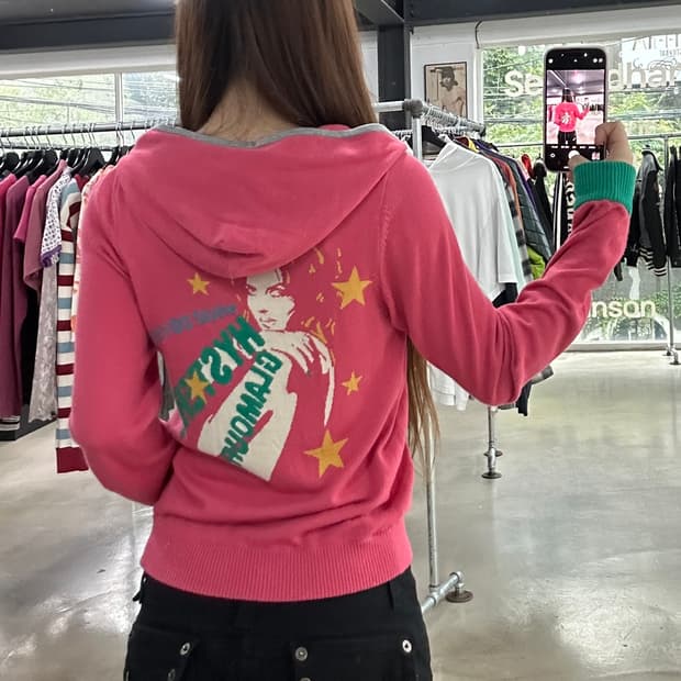 히스테릭글래머 히스걸 스타 루즈 후드집업