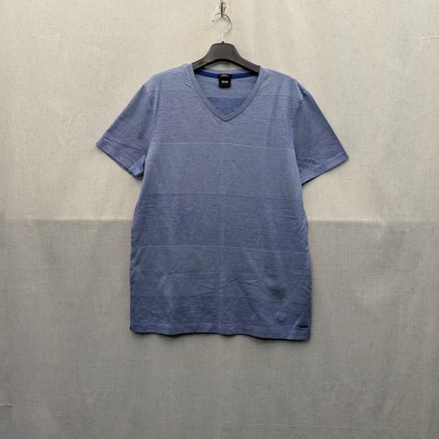 BOSS 블루 V넥 반팔 티셔츠 