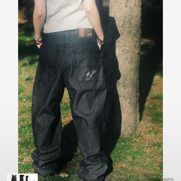 ERTR Stripe Denim Pants Black