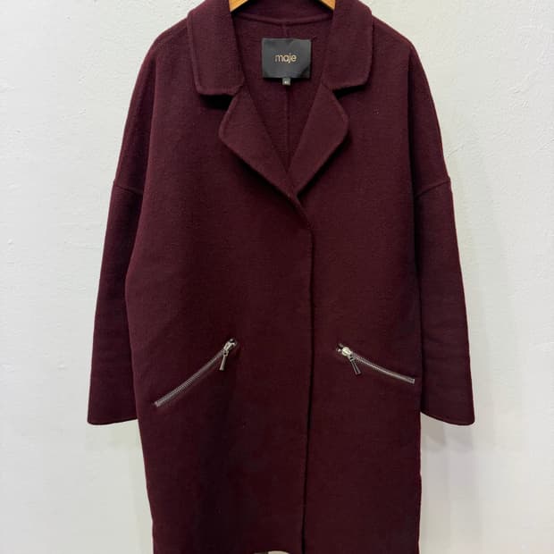 정품) maje 마쥬 버건디 루즈핏 간절기 코트 자켓 40