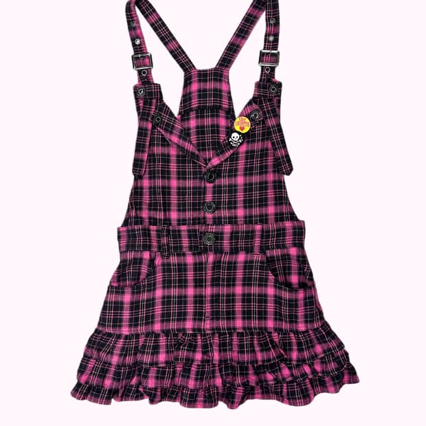 black pink check kitsch dress