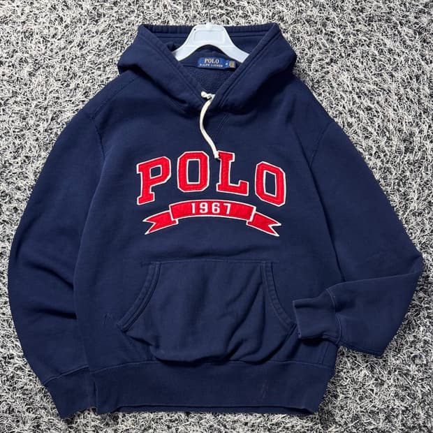 폴로 스펠아웃 네이비 후드티