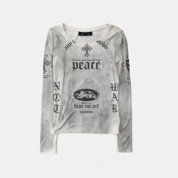 배드블러드 PEACE NOT WAR 루즈핏 티 L