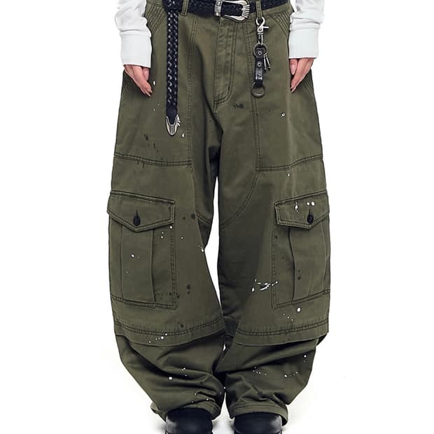 (아캄) 밀리터리 카고바지 카키색