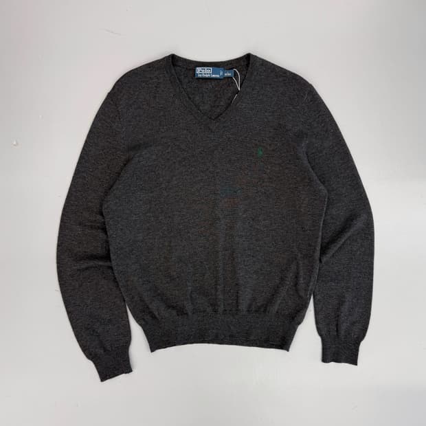 폴로 랄프로렌 루즈핏 딥그레이 v넥 메리노울 니트