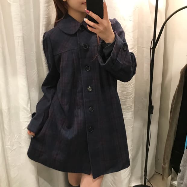 As Know As 하구미 라떼갸루 울 혼방 체크 자켓