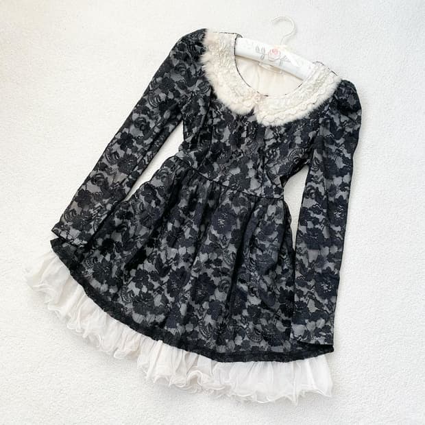 오네갸루 블랙페어리 퍼 미니 원피스