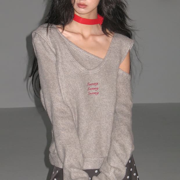 LVETONG 투피스 레이어드 후드 울 스웨터