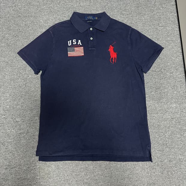 폴로 빅포니 usa성조기 카라티 네이비