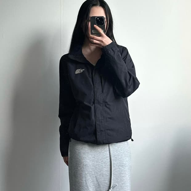 노스페이스 자수로고 블랙 윈드 바람막이 자켓 