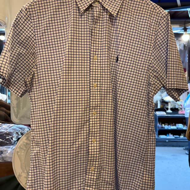 폴로 랄프로렌 네이비포니 블루 체크 반팔셔츠