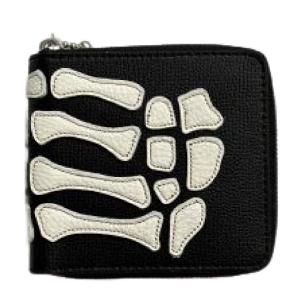 캐피탈 떰즈 업 본 핸드 집 월렛 블랙